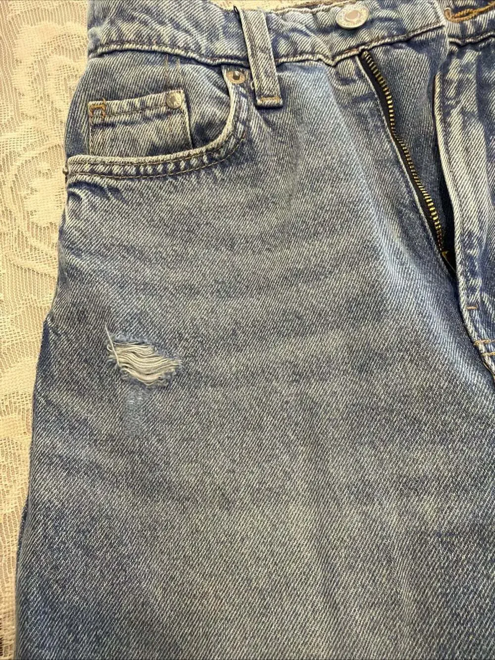 Moms Loose Wide Legs High Waist Jeans 2 W26”/L 26”